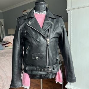 dream apparel genuine, leather, Moto jacket-lace up sides-size SM-worn once
